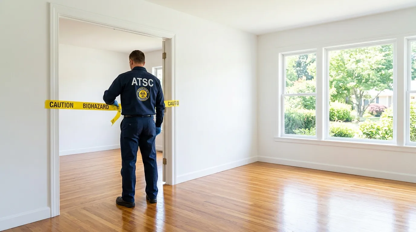 Certified biohazard cleanup crew performing Crime Scene Cleanup in Crowley